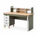 Scrivania con mensola 120 x 60 x 110 cm in legno ingegnerizzato verde e naturale con cassetti stile moderno