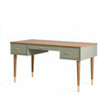 Scrivania 140 x 60 x 75 cm in legno verde salvia e noce con 3 cassetti stile moderno