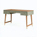 Scrivania 120 x 60 cm in legno verde salvia e naturale - 3 cassetti stile moderno