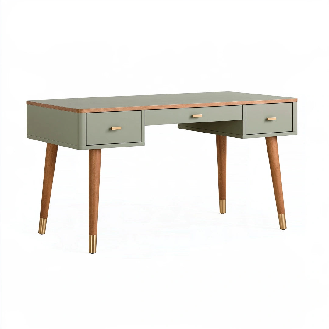 Scrivania 120 x 60 x 75 cm in legno verde salvia con 3 cassetti - stile moderno