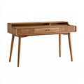 Scrivania 120 x 55 x 85 cm in legno marrone con cassetto e vano superiore stile retrò