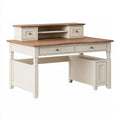 Scrivania con alzata 120 x 60 x 110 cm in legno bianco/naturale classica con cassetti