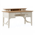 Scrivania 150x70x90 cm in legno bianco/naturale con cassetti stile country