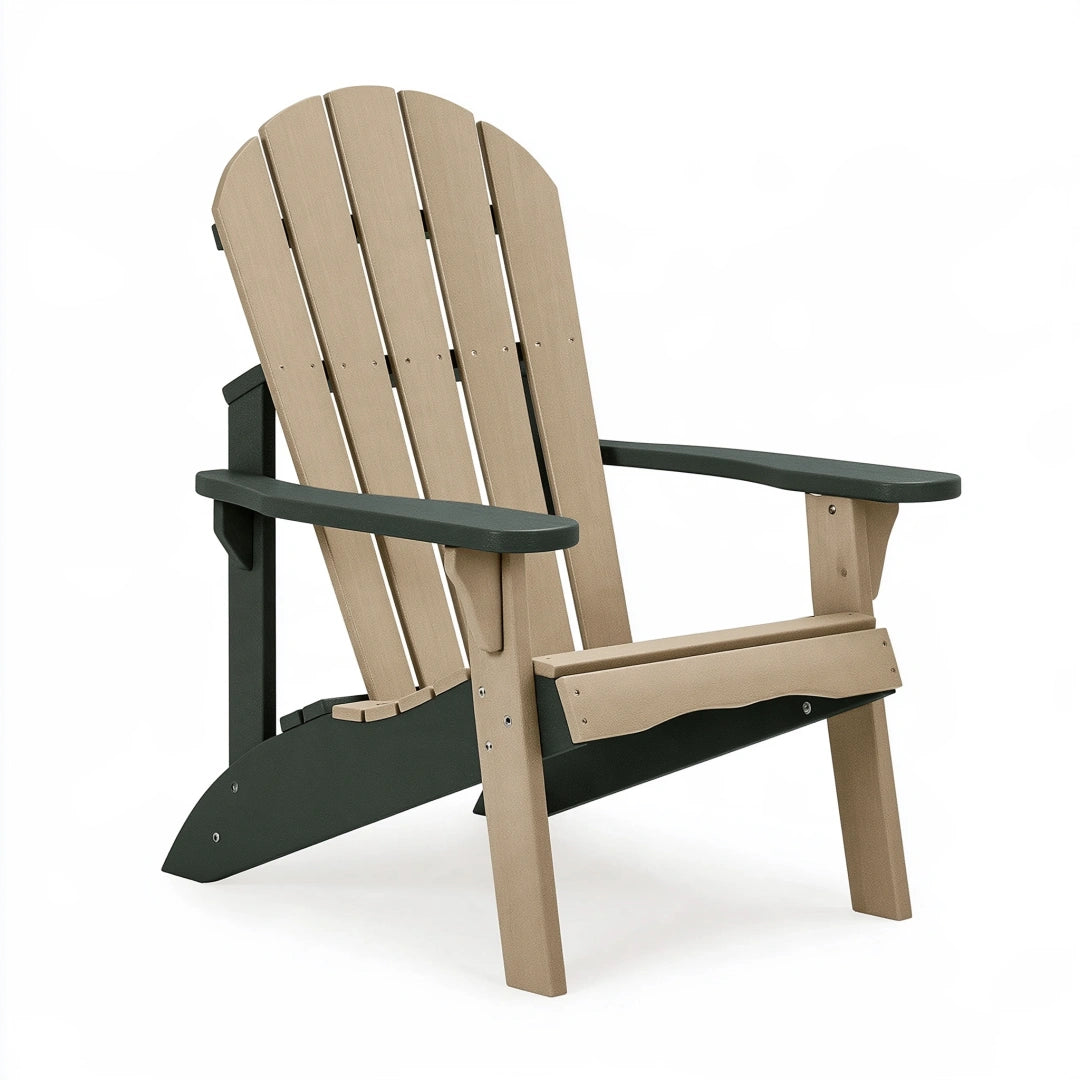 Sedia Adirondack da esterno 83 x 88 x 98 cm in plastica beige e verde con braccioli