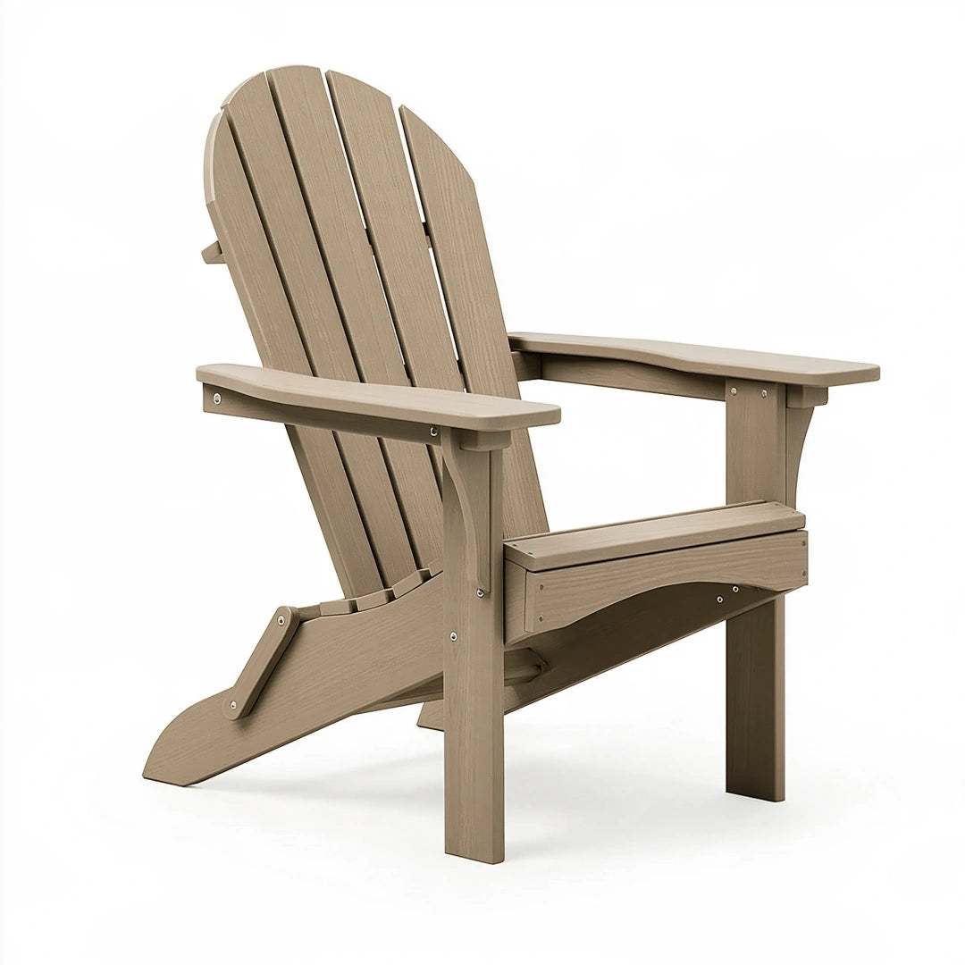 Sedia da giardino Adirondack 78 x 88 x 98 cm in plastica effetto legno beige reclinabile