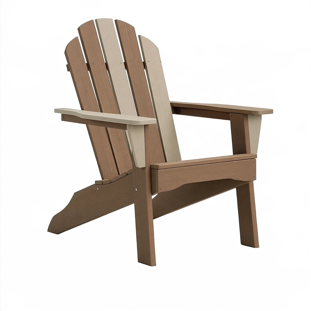 Sedia Adirondack da esterno 83 x 80 x 98 cm in plastica marrone e beige - con braccioli