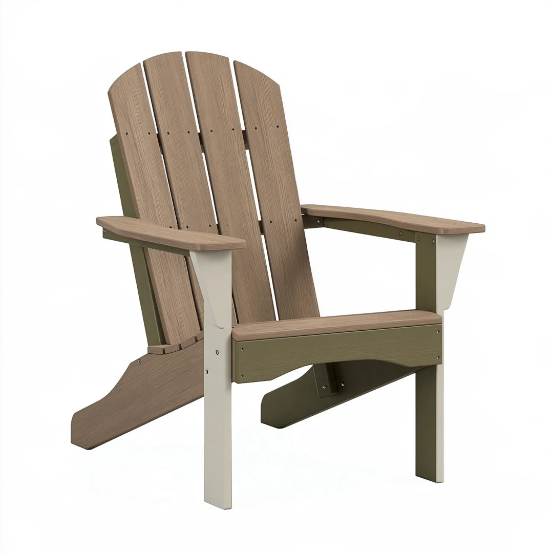 Sedia Adirondack 80 x 90 x 100 cm in plastica marrone e beige da esterno - schienale alto