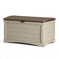 Cassapanca da esterno 120 x 55 x 60 cm in resina beige e marrone con coperchio
