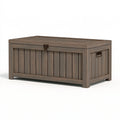 Cassapanca da esterno 120 x 60 x 65 cm in legno marrone con coperchio e chiusura