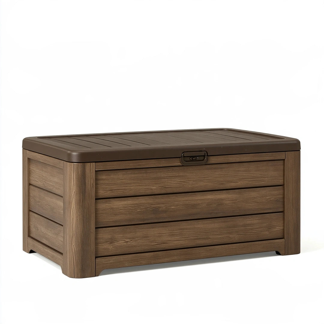 Cassapanca da esterno 120 x 55 x 60 cm in polipropilene marrone con coperchio
