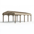 Tettoia per auto 600 x 300 x 270 cm in metallo beige e marrone con copertura ad arco